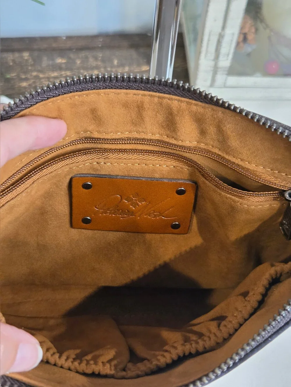 Patricia Nash Cassini Leather Wristlet Stone Grey Distressed Vintage Clutch